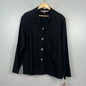 NWT Natural Origins 100% Tencel Lyocell black button front jacket, large.